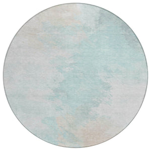 HomeRoots 5' Brighten Your Space with a Pale Aqua Beige Ivory Abstract Area Rug for Indoor Outdoor Use 8' Round 617415