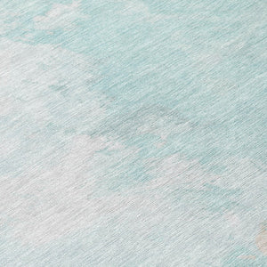 HomeRoots 5' Brighten Your Space with a Pale Aqua Beige Ivory Abstract Area Rug for Indoor Outdoor Use 8' Round 617415