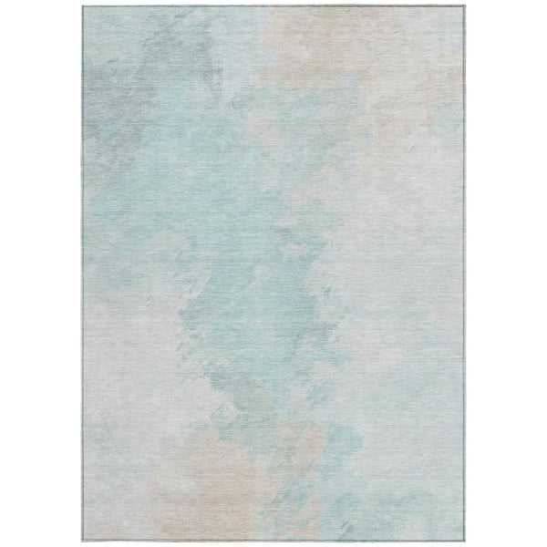 HomeRoots 5' Brighten Your Space with a Pale Aqua Beige Ivory Abstract Area Rug for Indoor Outdoor Use 10' X 14' 617418