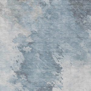 HomeRoots 5' Abstract Sky Blue Gray Ivory Washable Area Rug for Indoor & Outdoor High-Traffic Spaces 5' X 8' 617420