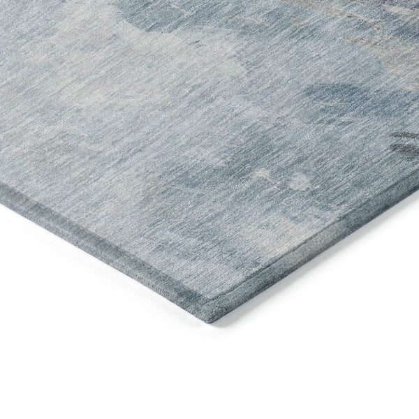 HomeRoots 5' Abstract Sky Blue Gray Ivory Washable Area Rug for Indoor & Outdoor High-Traffic Spaces 8' X 10' 617422