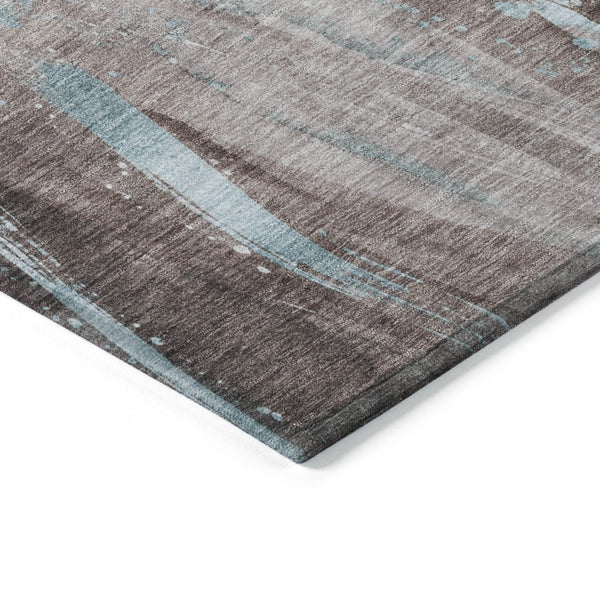 HomeRoots 5' Stylish Abstract Washable Area Rug in Taupe, Sky Blue & Ivory for Indoor/Outdoor Spaces 8' X 10' 617446
