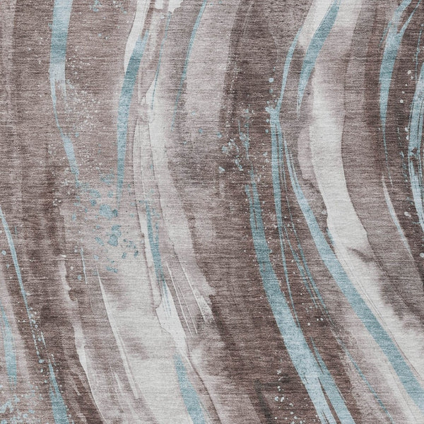 HomeRoots 9' X 12' Abstract Area Rug in Taupe & Sky Blue – Washable, Durable, Indoor/Outdoor Use, Perfect for Homes 617447