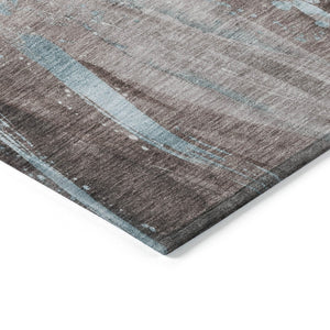HomeRoots 5' Stylish Abstract Washable Area Rug in Taupe, Sky Blue & Ivory for Indoor/Outdoor Spaces 10' X 14' 617448