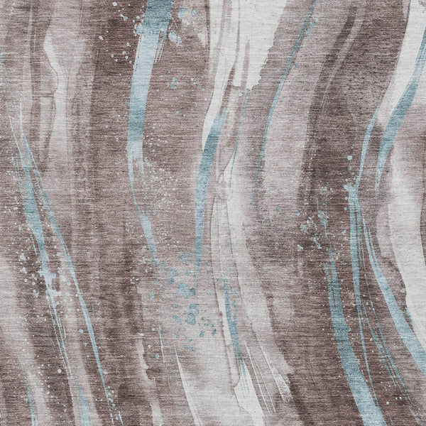 HomeRoots 5' Stylish Abstract Washable Area Rug in Taupe, Sky Blue & Ivory for Indoor/Outdoor Spaces 10' X 14' 617448