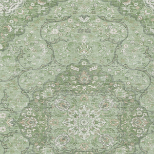 HomeRoots 5' Artichoke Green Medallion Area Rug - Stylish, Durable, Washable for Indoor & Outdoor Use 5' X 8' 617450