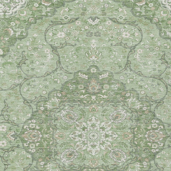 HomeRoots 5' Artichoke Green Medallion Area Rug - Stylish, Durable, Washable for Indoor & Outdoor Use 5' X 8' 617450