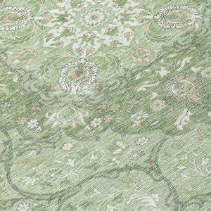 HomeRoots 5' Artichoke Green Medallion Area Rug - Stylish, Durable, Washable for Indoor & Outdoor Use 8' Round 617451