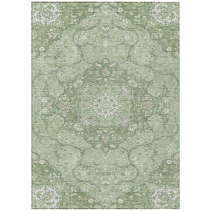 HomeRoots 5' Artichoke Green Medallion Area Rug - Stylish, Durable, Washable for Indoor & Outdoor Use 8' X 10' 617452
