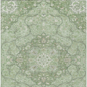 HomeRoots 5' Artichoke Green Medallion Area Rug - Stylish, Durable, Washable for Indoor & Outdoor Use 8' X 10' 617452
