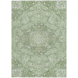 HomeRoots 5' Artichoke Green Medallion Area Rug - Stylish, Durable, Washable for Indoor & Outdoor Use 9' X 12' 617453