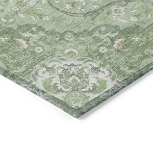 HomeRoots 5' Artichoke Green Medallion Area Rug - Stylish, Durable, Washable for Indoor & Outdoor Use 9' X 12' 617453