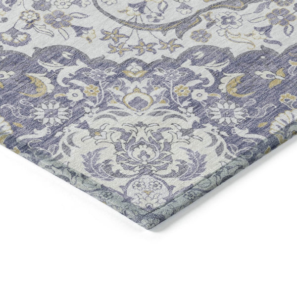 HomeRoots 5' Elegant Lavender and Ivory Medallion Area Rug – Durable, Washable Design for Indoor and Outdoor Use 5' X 8' 617462