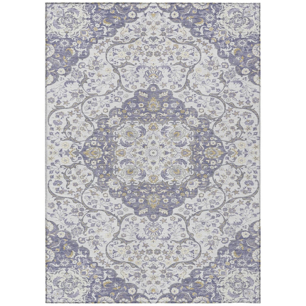 HomeRoots 5' Elegant Lavender and Ivory Medallion Area Rug – Durable, Washable Design for Indoor and Outdoor Use 8' X 10' 617464