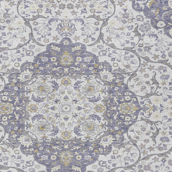 HomeRoots 5' Elegant Lavender and Ivory Medallion Area Rug – Durable, Washable Design for Indoor and Outdoor Use 8' X 10' 617464