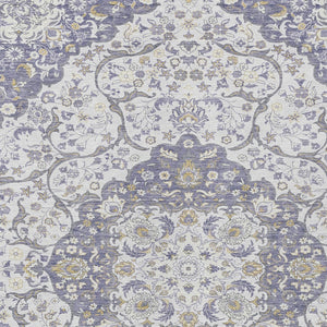 HomeRoots 5' Elegant Lavender and Ivory Medallion Area Rug – Durable, Washable Design for Indoor and Outdoor Use 9' X 12' 617465