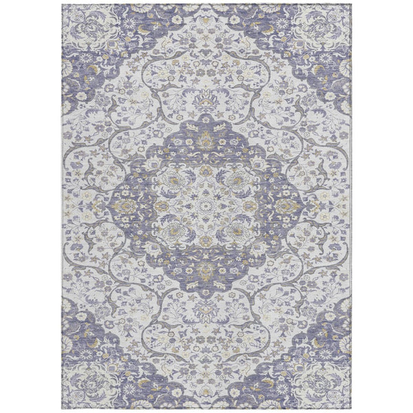 HomeRoots 5' Elegant Lavender and Ivory Medallion Area Rug – Durable, Washable Design for Indoor and Outdoor Use 10' X 14' 617466