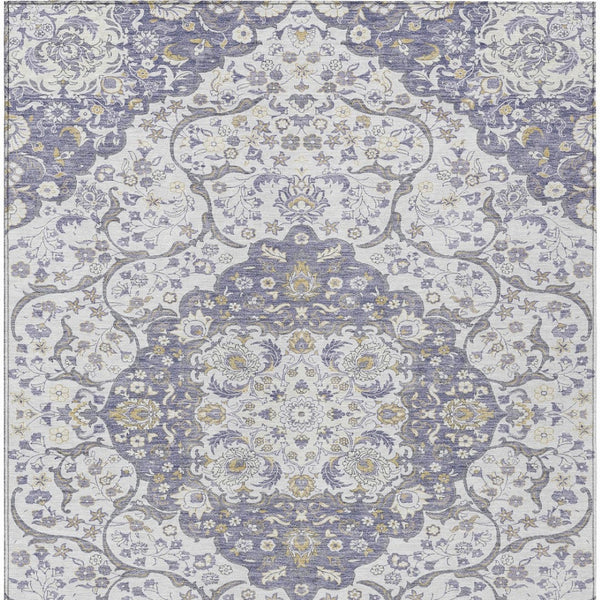 HomeRoots 5' Elegant Lavender and Ivory Medallion Area Rug – Durable, Washable Design for Indoor and Outdoor Use 10' X 14' 617466