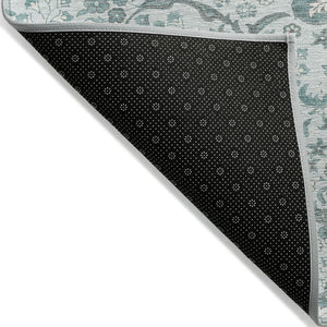 HomeRoots 5' Elegant Teal Blue and Ivory Medallion Area Rug - Durable, Washable Indoor/Outdoor Design for All Spaces 5' X 8' 617468