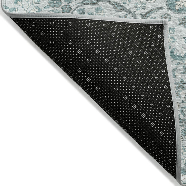 HomeRoots 5' Elegant Teal Blue and Ivory Medallion Area Rug - Durable, Washable Indoor/Outdoor Design for All Spaces 5' X 8' 617468