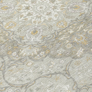 HomeRoots 5' Elegant Taupe and Ivory Medallion Indoor Outdoor Area Rug – Durable, Washable, Versatile Design 8' Round 617475