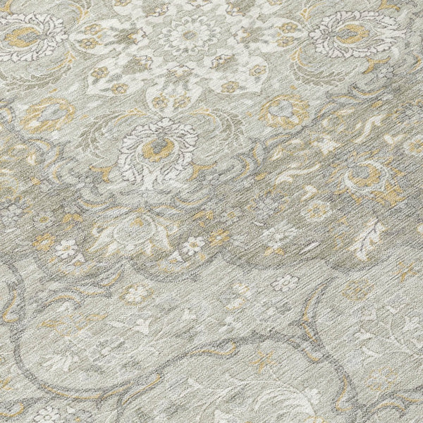 HomeRoots 5' Elegant Taupe and Ivory Medallion Indoor Outdoor Area Rug – Durable, Washable, Versatile Design 8' Round 617475
