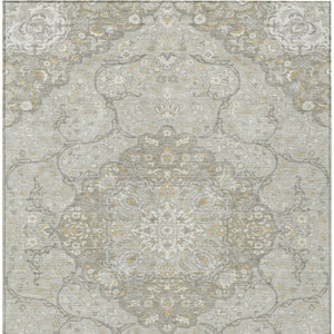 HomeRoots 5' Elegant Taupe and Ivory Medallion Indoor Outdoor Area Rug – Durable, Washable, Versatile Design 8' X 10' 617476