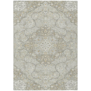 HomeRoots 5' Elegant Taupe and Ivory Medallion Indoor Outdoor Area Rug – Durable, Washable, Versatile Design 8' X 10' 617476