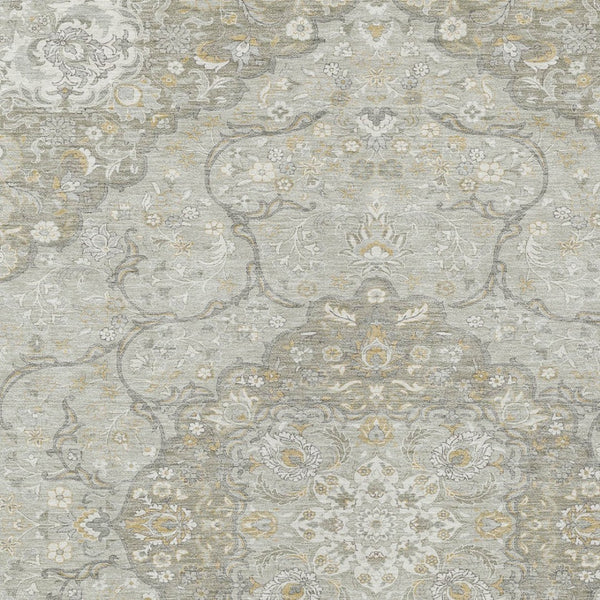 HomeRoots 5' Elegant Taupe and Ivory Medallion Indoor Outdoor Area Rug – Durable, Washable, Versatile Design 8' X 10' 617476