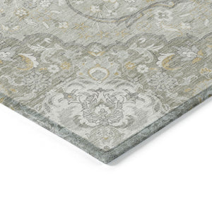 HomeRoots 9' Taupe & Ivory Medallion Washable Area Rug - Durable Indoor/Outdoor Solution for Busy Spaces! 617477