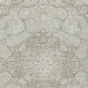 HomeRoots 9' Taupe & Ivory Medallion Washable Area Rug - Durable Indoor/Outdoor Solution for Busy Spaces! 617477