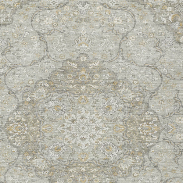 HomeRoots 5' Elegant Taupe and Ivory Medallion Indoor Outdoor Area Rug – Durable, Washable, Versatile Design 10' X 14' 617478