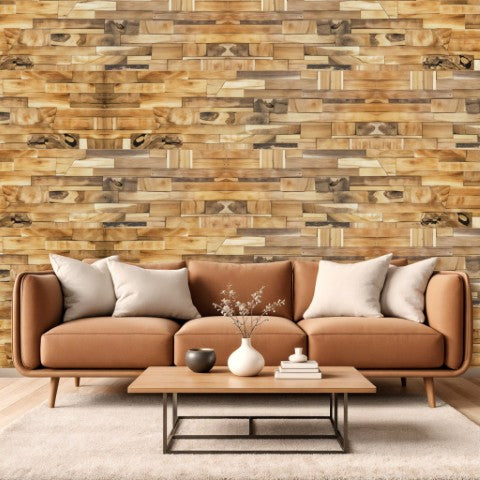 Homeroots Brown 3d Embossed Teak Reclaimed Wood Wall Panels - Eco-friendly Art For Stunning Home Décor Upgrade  Solid And Manufactured Wood 617479