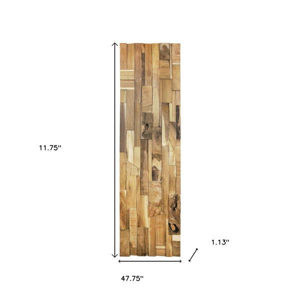Homeroots Brown 3d Embossed Teak Reclaimed Wood Wall Panels - Eco-friendly Art For Stunning Home Décor Upgrade  Solid And Manufactured Wood 617479