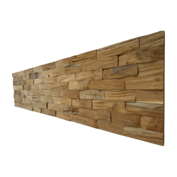 Homeroots Brown 3d Embossed Teak Wood Wall Panels - Handcrafted Reclaimed Art For Stunning Interior Decor  Solid And Manufactured Wood 617480