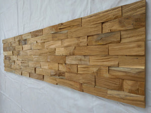 Homeroots Brown 3d Embossed Teak Wood Wall Panels - Handcrafted Reclaimed Art For Stunning Interior Decor  Solid And Manufactured Wood 617480