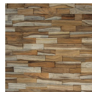 Homeroots Brown 3d Embossed Teak Wood Wall Panels - Handcrafted Reclaimed Art For Stunning Interior Decor  Solid And Manufactured Wood 617480