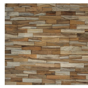 Homeroots Brown 3d Embossed Teak Wood Wall Panels - Handcrafted Reclaimed Art For Stunning Interior Decor  Solid And Manufactured Wood 617480