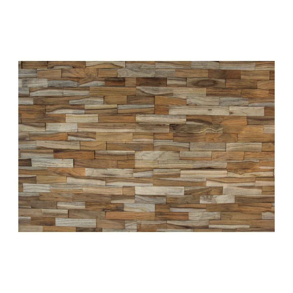 Homeroots Brown 3d Embossed Teak Wood Wall Panels - Handcrafted Reclaimed Art For Stunning Interior Decor  Solid And Manufactured Wood 617480