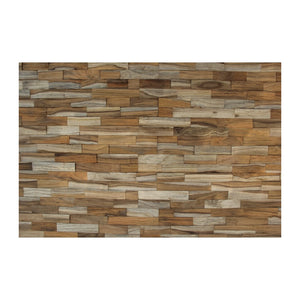 Homeroots Brown 3d Embossed Teak Wood Wall Panels - Handcrafted Reclaimed Art For Stunning Interior Decor  Solid And Manufactured Wood 617480