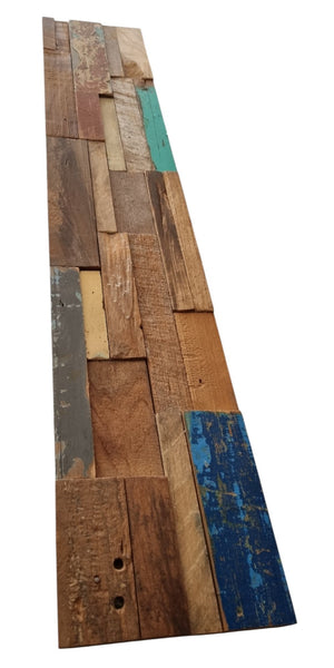 Homeroots Brown 3d Embossed Teak Wall Panels - Rustic Reclaimed Wood Set For Unique Home Decor & Easy Installation  Solid And Manufactured Wood 617481