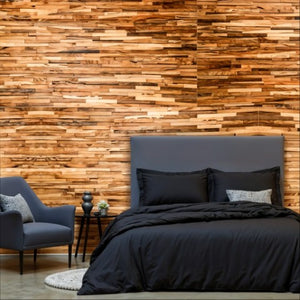 Homeroots Brown 3d Embossed Geometric Teak Wall Panels - Handcrafted Reclaimed Wood For Rustic Home Decor  Solid And Manufactured Wood 617482
