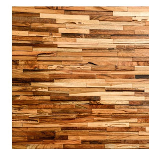 Homeroots Brown 3d Embossed Geometric Teak Wall Panels - Handcrafted Reclaimed Wood For Rustic Home Decor  Solid And Manufactured Wood 617482