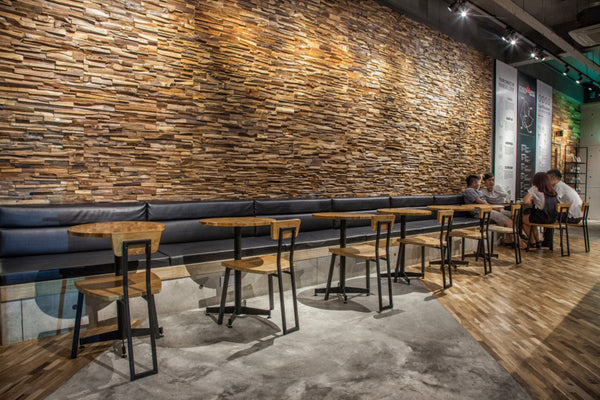 Homeroots Brown 3d Embossed Geometric Teak Wall Panels - Handcrafted Reclaimed Wood For Rustic Home Decor  Solid And Manufactured Wood 617483