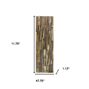 Homeroots Brown 3d Embossed Geometric Teak Wall Panels - Handcrafted Reclaimed Wood For Rustic Home Decor  Solid And Manufactured Wood 617483