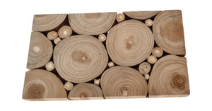 Homeroots Natural Teak Reclaimed Wood Wall Panels - Handcrafted Decorative Stump Slice Design For Unique Spaces  Solid And Manufactured Wood 617484