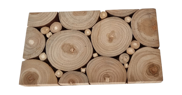 Homeroots Natural Teak Reclaimed Wood Wall Panels - Handcrafted Decorative Stump Slice Design For Unique Spaces  Solid And Manufactured Wood 617484