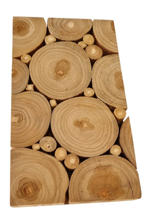 Homeroots Natural Teak Reclaimed Wood Wall Panels - Handcrafted Decorative Stump Slice Design For Unique Spaces  Solid And Manufactured Wood 617484