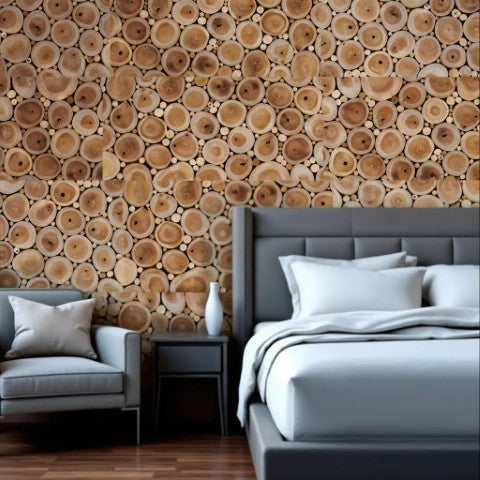 Homeroots Natural Teak Reclaimed Wood Wall Panels - Handcrafted Decorative Stump Slice Design For Unique Spaces  Solid And Manufactured Wood 617484