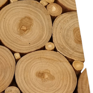 Homeroots Natural Teak Reclaimed Wood Wall Panels - Handcrafted Decorative Stump Slice Design For Unique Spaces  Solid And Manufactured Wood 617484